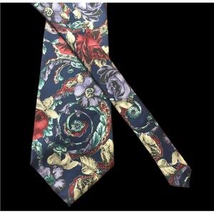 Vintage Zylos George Machado Men’s 100% Italian Silk Tie Multicolor Floral